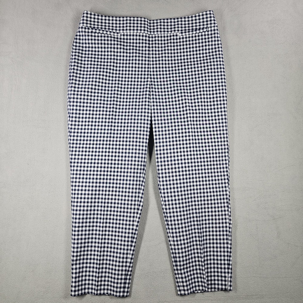 Talbots Pants Women's 10 Petite Cropped Gingham Navy White Plaid Preppy Beachy